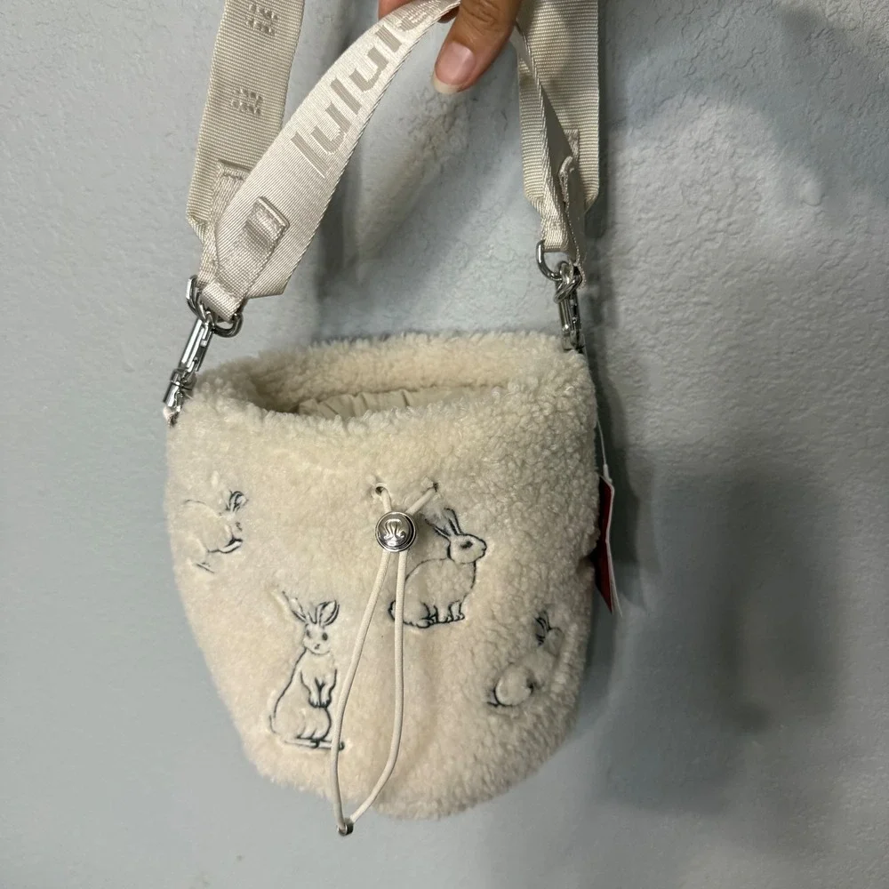NWT Lululemon Crossbody Bucket Bag Fleece New Year Rabbit White Opal
